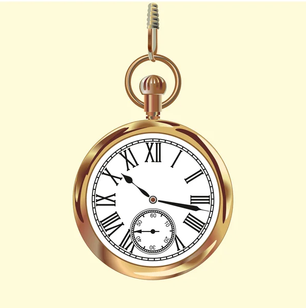 Reloj de bolsillo vintage de oro — Vector de stock