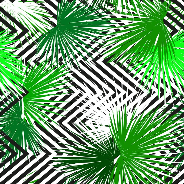 Tropical palma folhas sem costura fundo —  Vetores de Stock