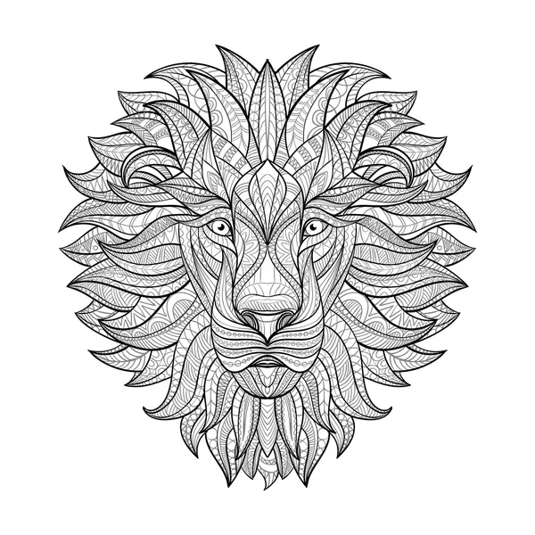 León detallado en estilo azteca — Vector de stock