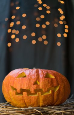 Cadılar Bayramı Balkabağı gri bir arka plan üzerinde