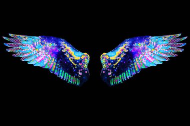 Renkli soyut melek kanatları izole edildi 