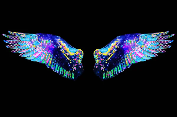 Colourful Abstract Angel Wings Isolated — Stock Photo, Image