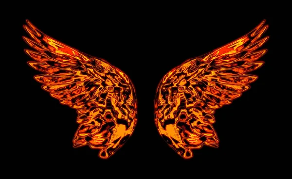 Engelenvleugels Verbranden Kunstmatig Ontworpen Vurige Vleugels Geïsoleerde Achtergrond Vuur Brandende Stockfoto