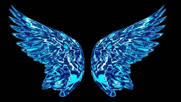 Kunstmatig Ontworpen Bevroren Vleugels Geïsoleerde Achtergrond Ijs Bevroren Engel Demon Stockfoto