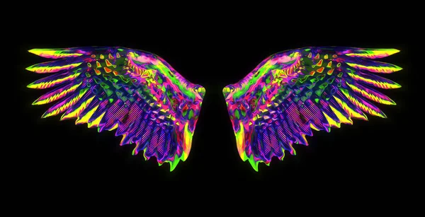 Artistically Drawn Bright Wings Isolated Background — Stock Photo, Image