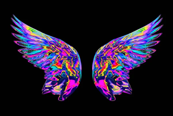 カラフルなサイケデリック アブストラクト Wave Neon Wings — ストック写真