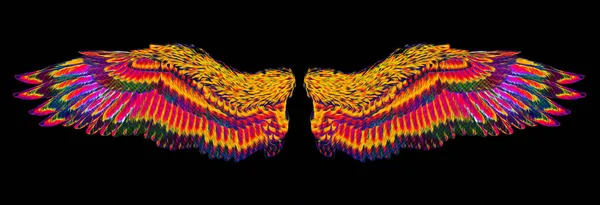 Abstrato Colorido Neon Angel Wings Isolado — Fotografia de Stock