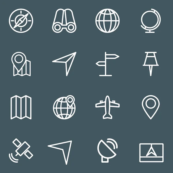 Set line icon navigation, emplacement, transport . — Image vectorielle