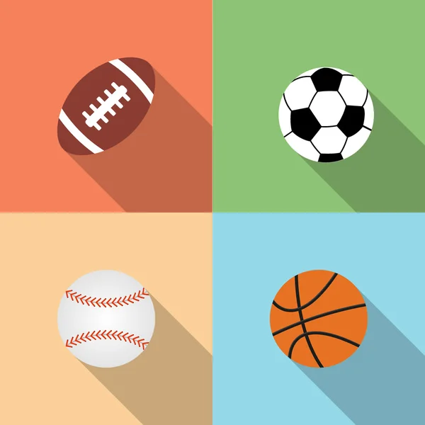 Jogo de bolas esportivas, estilo plano vetorial — Vetor de Stock