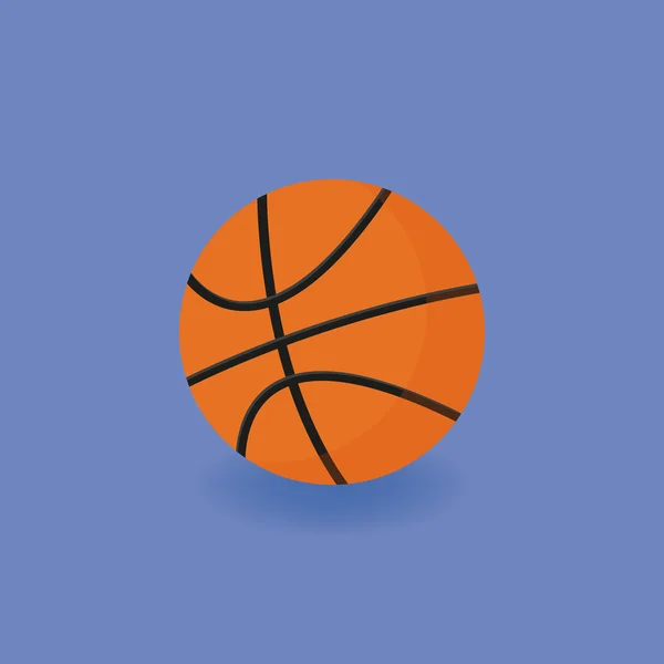 Pelota de baloncesto con sombra sobre fondo azul — Vector de stock