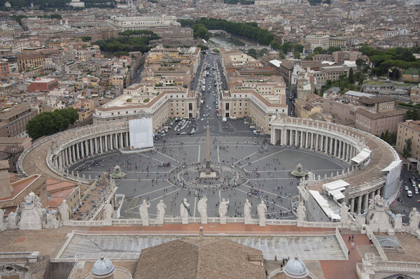 St. Peter's Square(Italian Piazza San Pietro) at the Vatican, view from Saint Paul's Cathedral (Italian Basilica Sancti Petri), Rome, Italy, 23-07-2012
