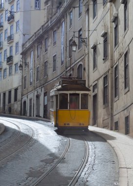 Vintage tramvay veya tramvay Lizbon Portekiz