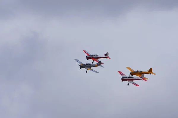 Little Gransden Cambridgeshire Inglaterra Agosto 2021 Cuatro Aviones Antiguos Havilland —  Fotos de Stock