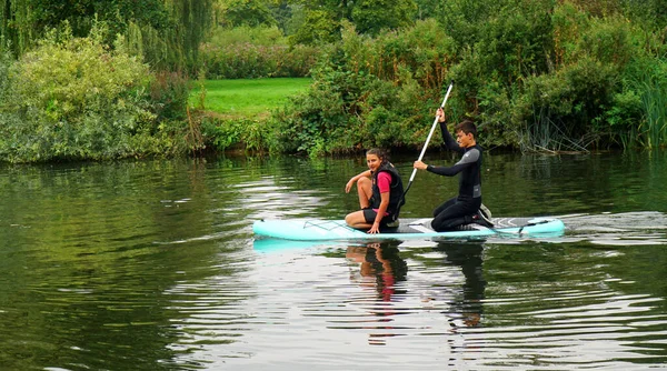 Neots Cambridgeshire England Seember 2021 Two Paddle Boar River Ouse — 图库照片