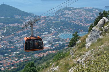 Dubrovnik Lapad ve Gruz Körfezi içinde geçmiş ile teleferik.