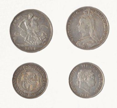 British Crown ve yarım taç madeni paralar