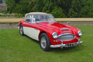 Klasik Austin Healey 3000 MkII bir eski model araba içinde göster.
