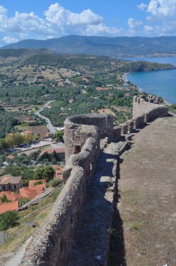 Sahil ve deniz gösterilen görünüm Molyvos Castle