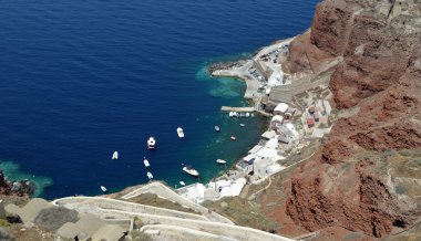 Oia Santorini Adası Yunanistan çevre Amoudi bay