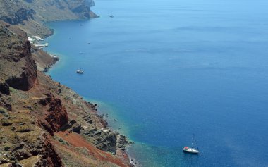 Santorini Caldera ve volkanik RIM ile boşaltmak