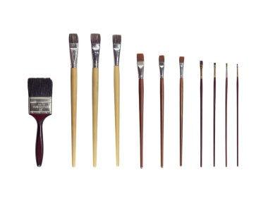 Boyalar, beyaz arka plan üzerinde izole fırçalar