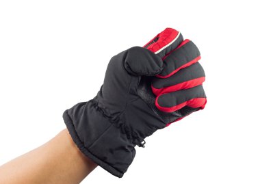 Beyaz arka plan üzerinde izole kış eldiven el avuç.