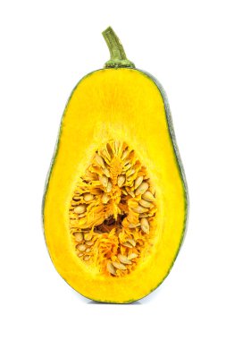 Beyaz arkaplanda izole edilmiş yeşil balkabağı