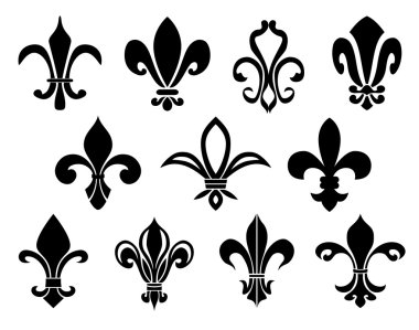 Set of Fleurs-de-lis icons. Vector illustration. clipart
