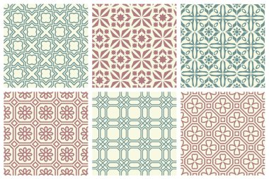 Dikişsiz desen seti. Vektör çizim.