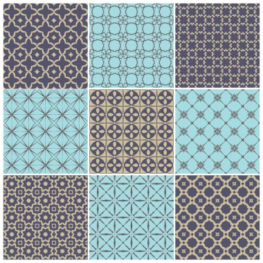 Dikişsiz desen seti. Vektör çizim.