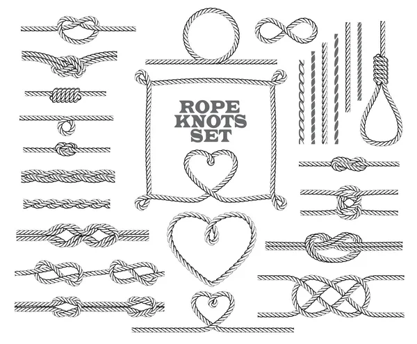 Rope knots collection. Seamless decorative elements. Vector illustration. — Stock Vector