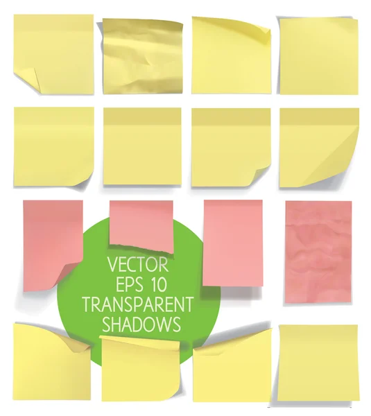 Una serie di appunti appiccicosi. Illustrazione vettoriale con trasparenze. Eps 10 . — Vettoriale Stock