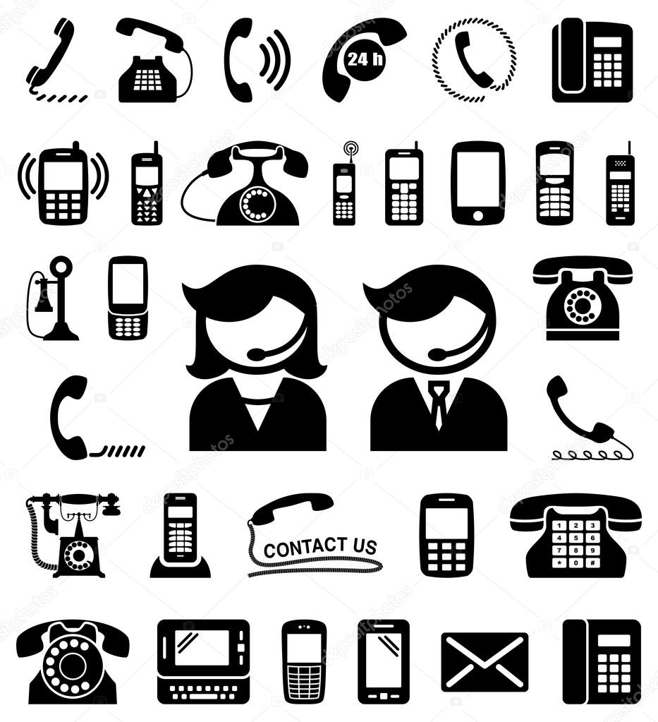 Set of communication / contact us icons. Vector illustration.