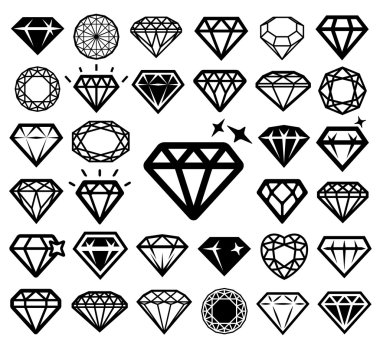 Elmas Icons set. Vektör çizim.