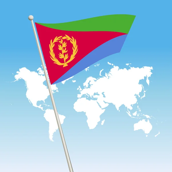 手を振っているエリトリアの国旗を旗を固定します。 — ストックベクタ