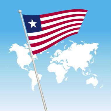 Liberya bayrağı dalgalanan bir bayrak direği tutturmak