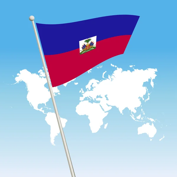 Wapperende vlag van Haïti vastmaken op een vlaggenmast — Stockvector