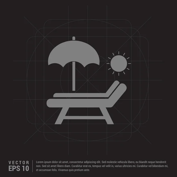 Parapluie et chaise longue icône — Image vectorielle