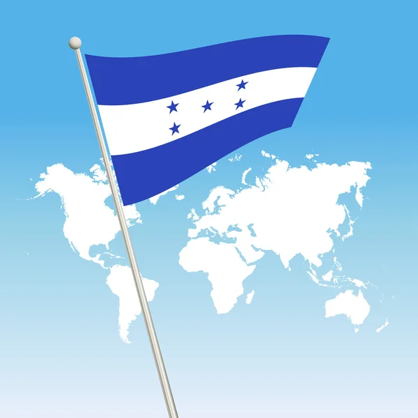 Vlající vlajky Honduras upevnění na stožár — Stockový vektor