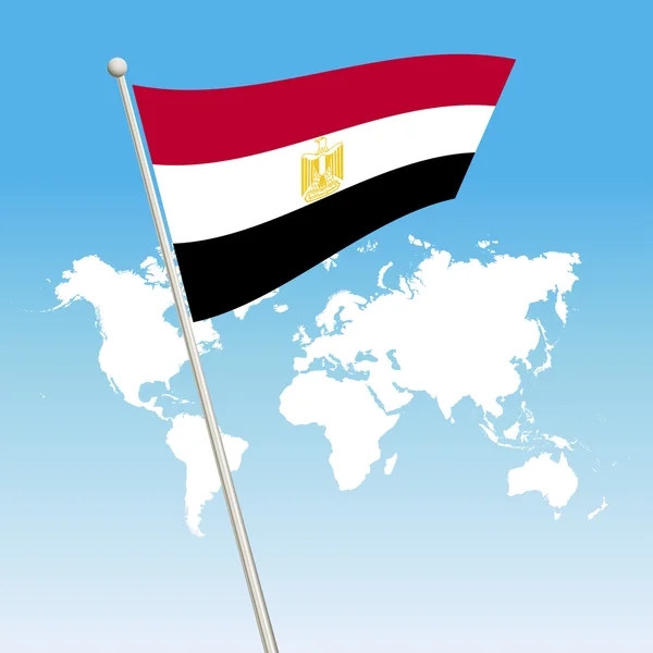 Viftande Egypten flagga fäst på en flaggstång — Stock vektor