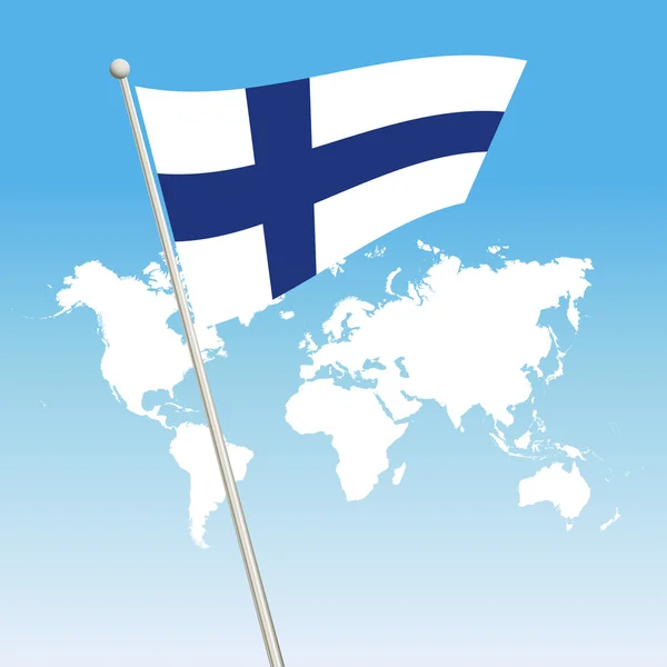 Κυματίζει σημαία Φινλανδία στερεώσετε σε ένα κοντάρι σημαίας — Διανυσματικό Αρχείο
