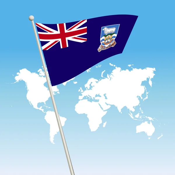 Agitant les îles Falkland Drapeau attaché sur un mât de drapeau — Image vectorielle