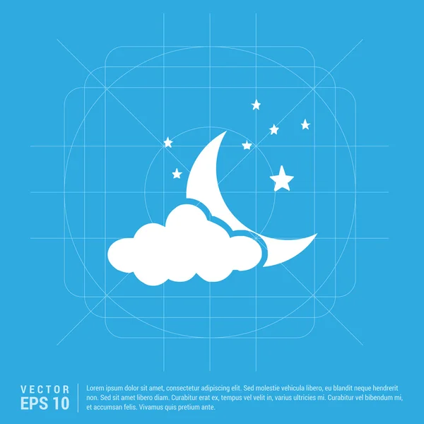Wettersymbol mit Mond, Sternen und Wolken — Stockvektor