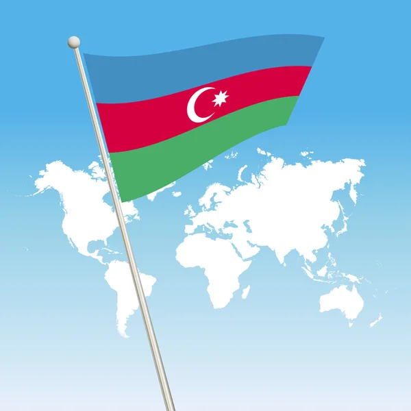 Ondeando bandera de Azerbaiyán sujetar en un asta de la bandera — Archivo Imágenes Vectoriales