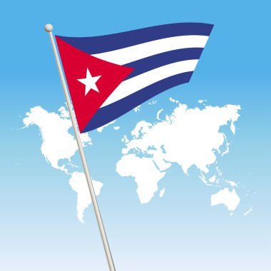 Sallama Küba bayrağı bir bayrak direği bağlayın