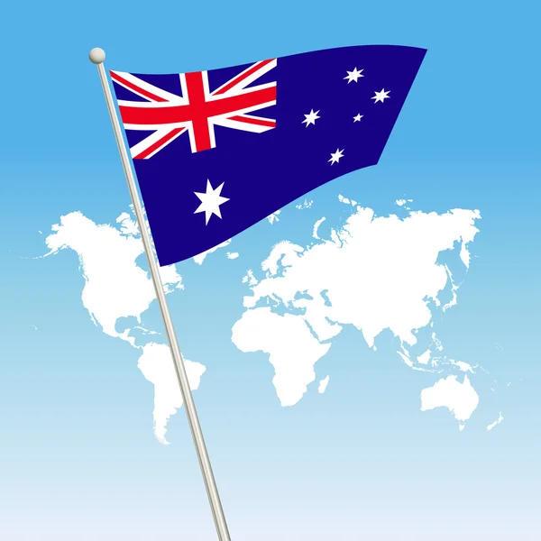 Agitant l'Australie Drapeau attaché sur un mât — Image vectorielle