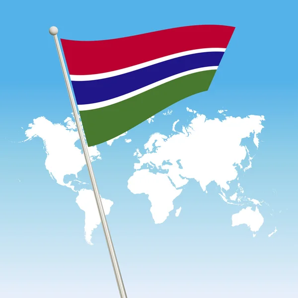 Machać flaga Gambii zapiąć na masztem — Wektor stockowy