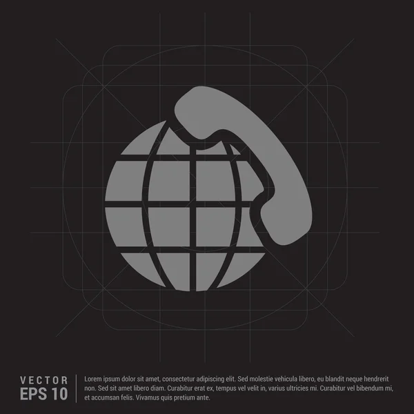 Mundo globo con el icono del receptor de teléfono — Vector de stock