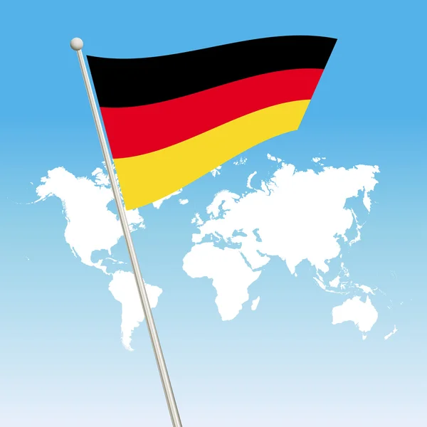 Hullámzó Németország lobogója rögzítse a a zászlórúd — Stock Vector