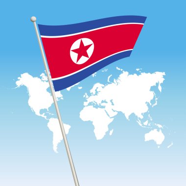 Sallama Kore Kuzey bayrak bir bayrak direği bağlayın